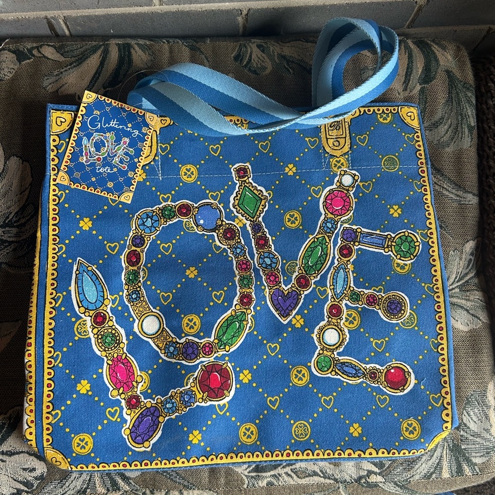 Brighton Blue and Yellow Tote Bag with Whimsical Design
